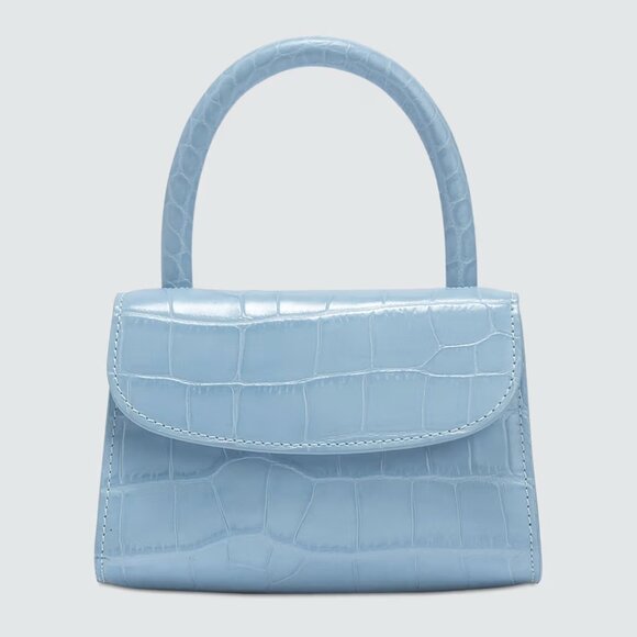 BY FAR Mini Croc-Embossed Leather Top Handle Bag (Sky Blue) - Picture 5 of 8